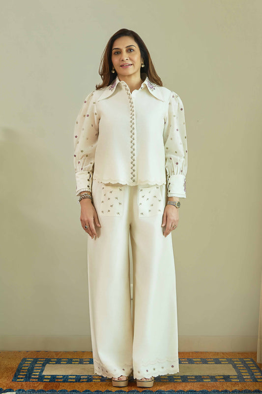 Mehka Chand Lilac- Pure Silk Chanderi Coord Set