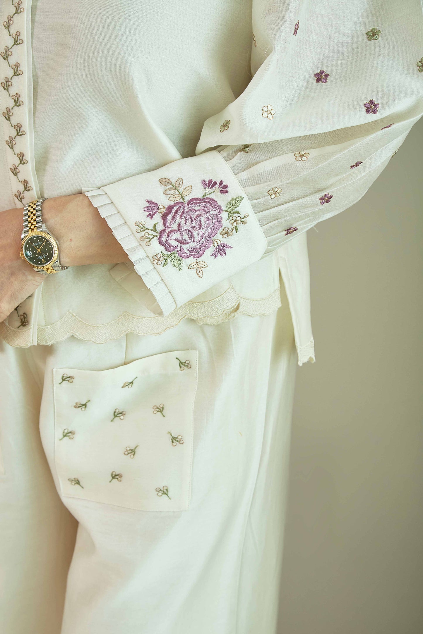 Mehka Chand Lilac- Pure Silk Chanderi Coord Set