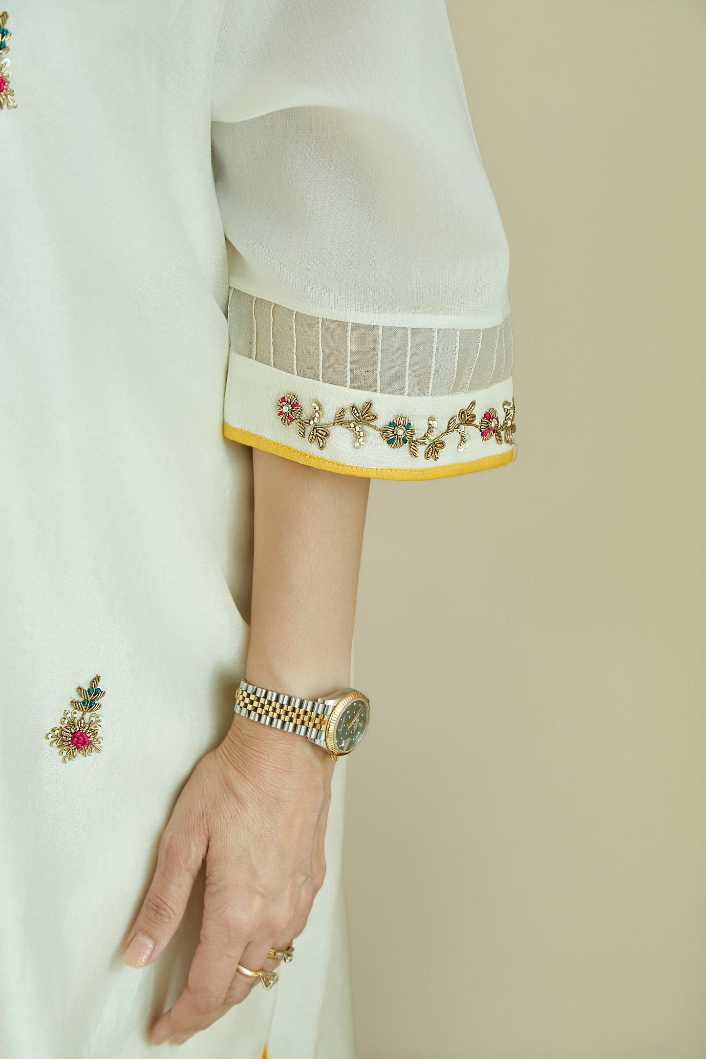 Neel Sitara Ivory - Pure Silk Chanderi kaftan Kurta Sets