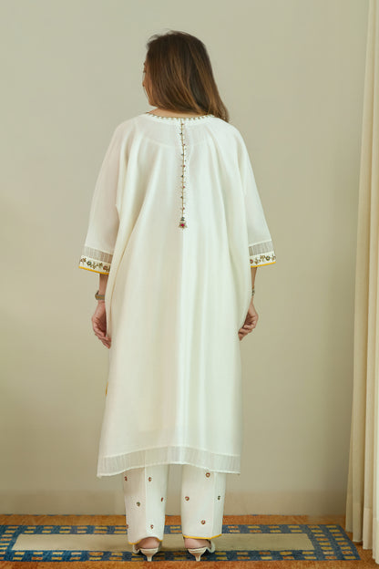 Neel Sitara Ivory - Pure Silk Chanderi kaftan Kurta Sets