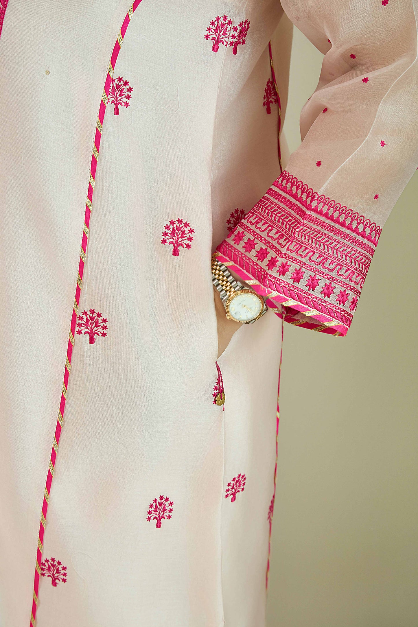 Bikhare Sitare Blush Pink - Pure Silk Chanderi Kurta Set
