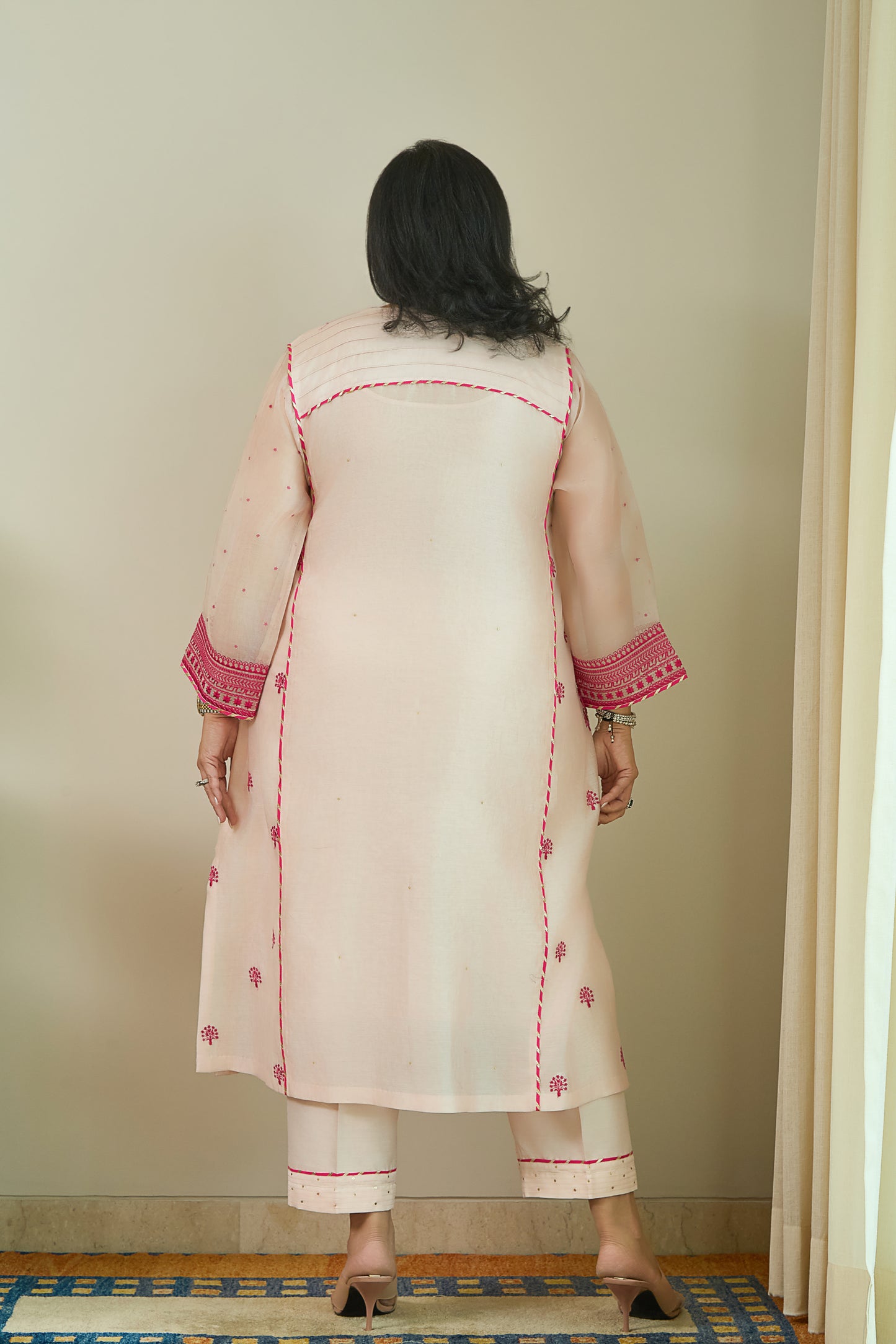 Bikhare Sitare Blush Pink - Pure Silk Chanderi Kurta Set