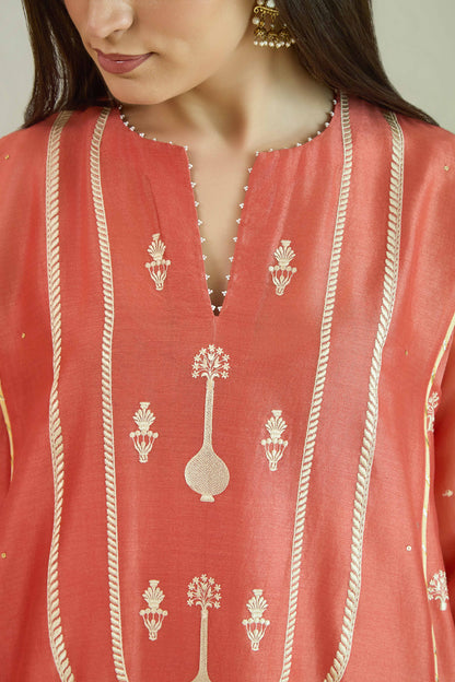 Bikhare Sitare  Rust - Pure Silk Chanderi Kurta Set