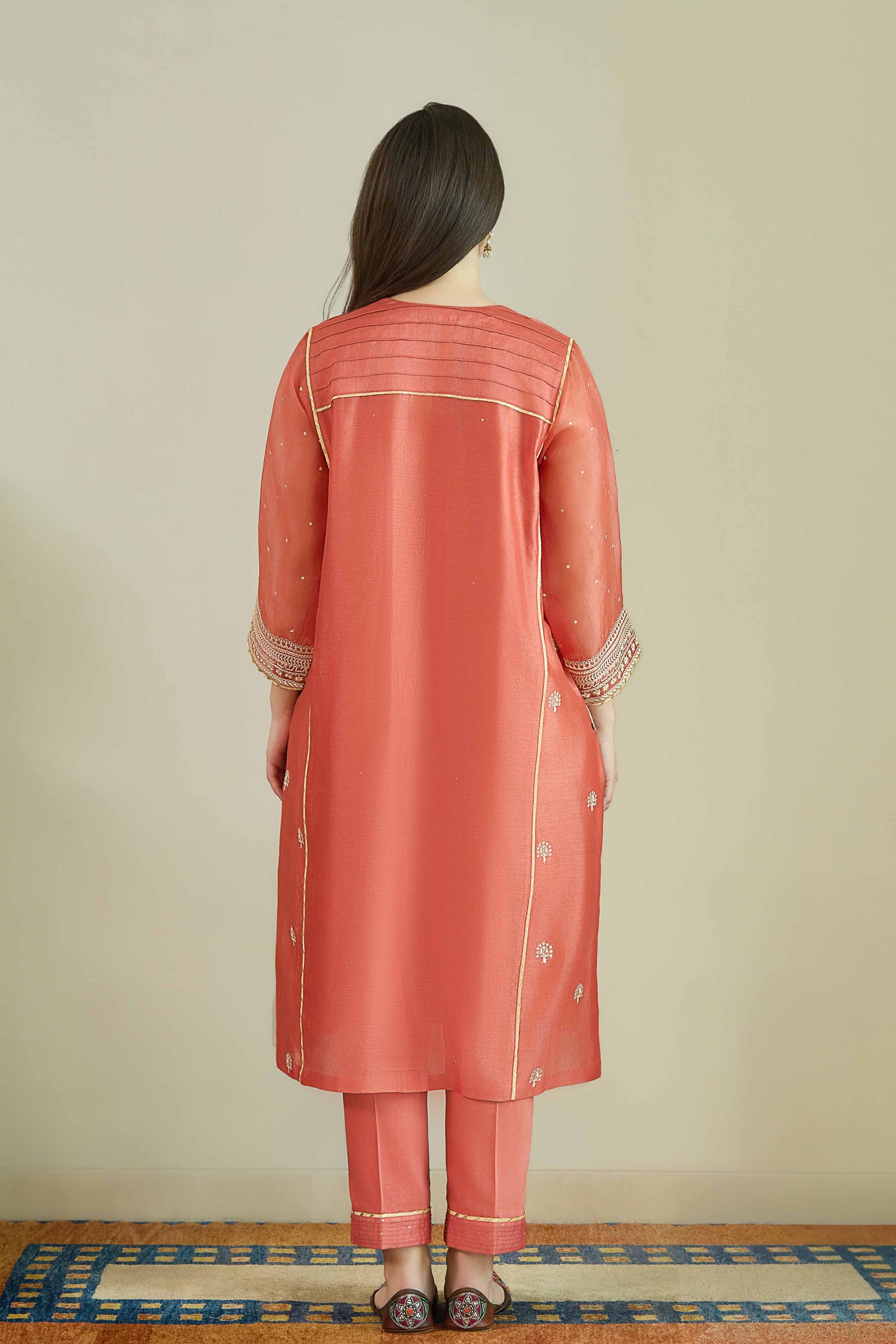 Bikhare Sitare  Rust - Pure Silk Chanderi Kurta Set