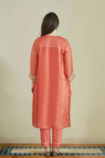Bikhare Sitare  Rust - Pure Silk Chanderi Kurta Set