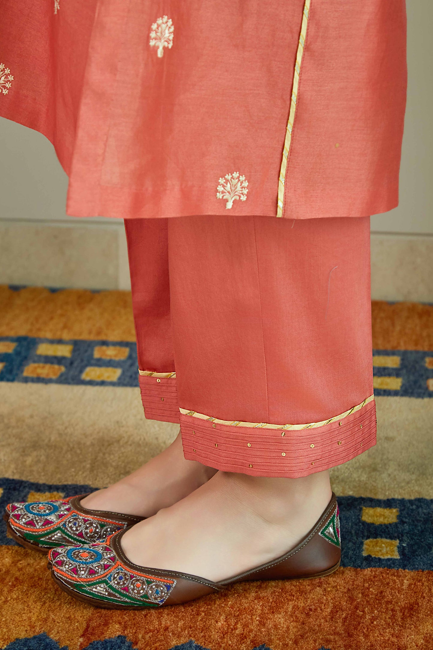 Bikhare Sitare  Rust - Pure Silk Chanderi Kurta Set