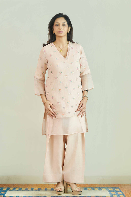 Chand Gulzar Nude Pink - Linen Farshi Salwar Set
