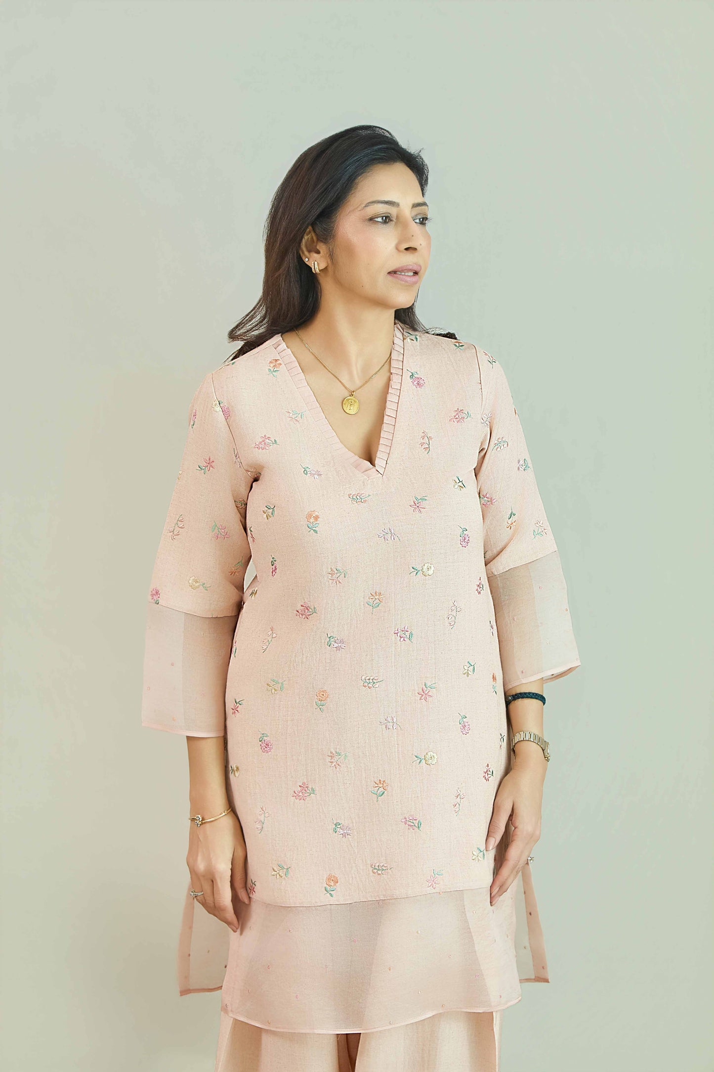 Chand Gulzar Nude Pink - Linen Farshi Salwar Set