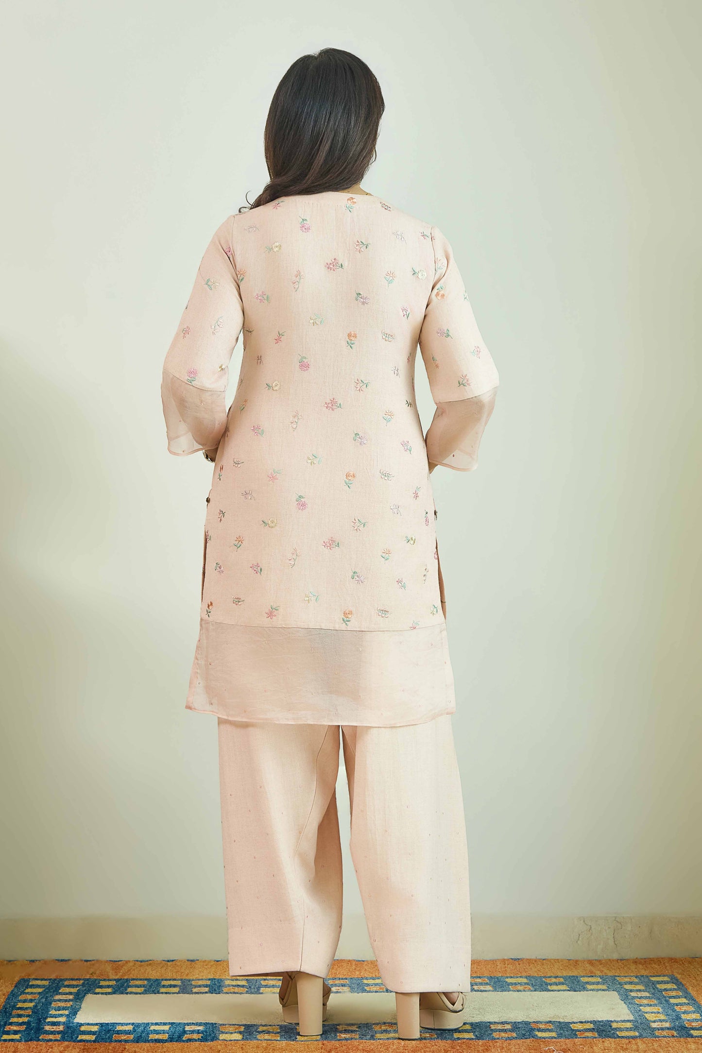 Chand Gulzar Nude Pink - Linen Farshi Salwar Set