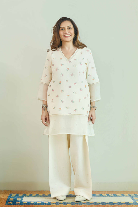 Chand Gulzar Ivory - Linen Farshi Salwar Set