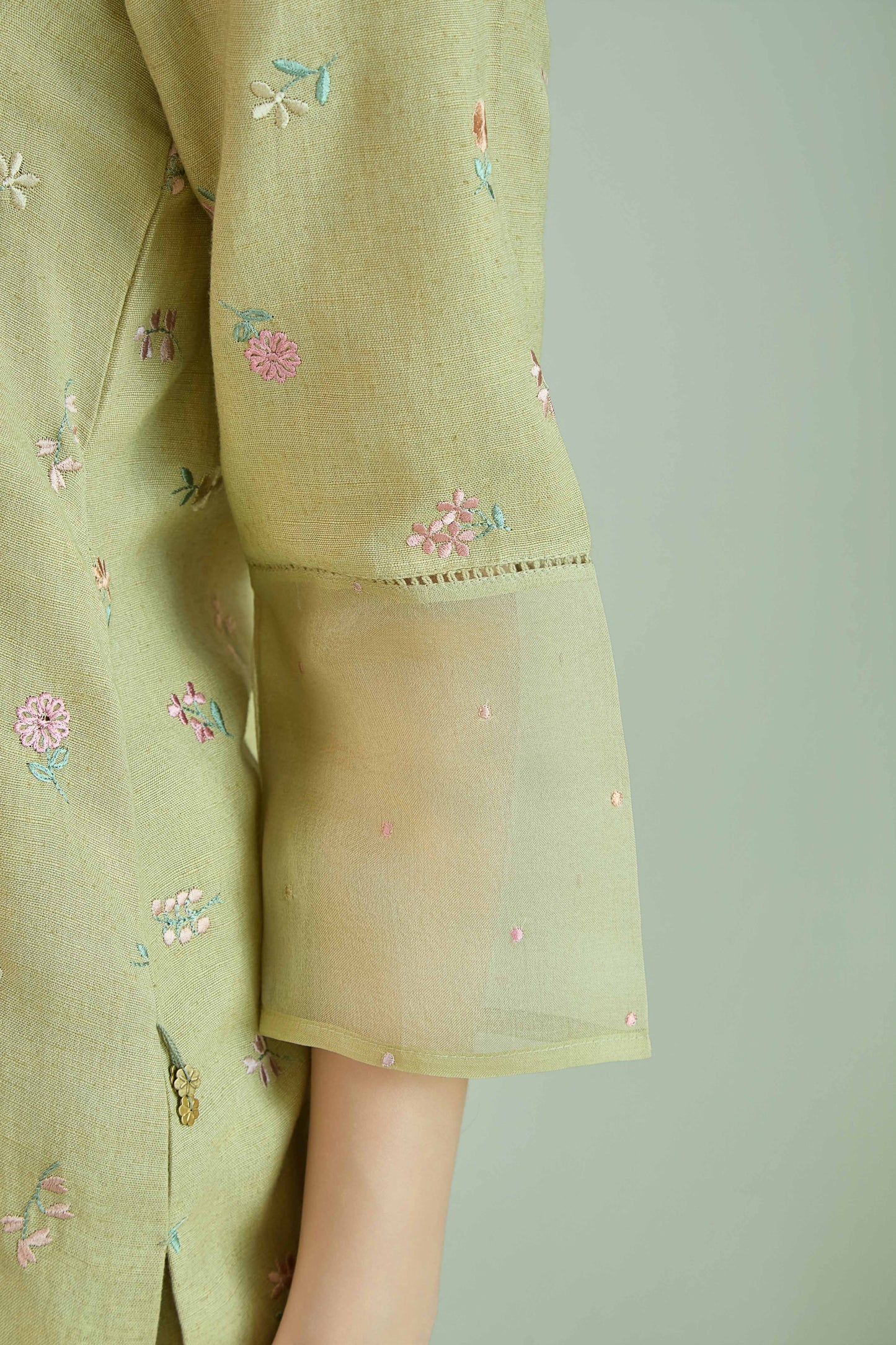 Chand Gulzar Sage Green - Linen Farshi Salwar Set