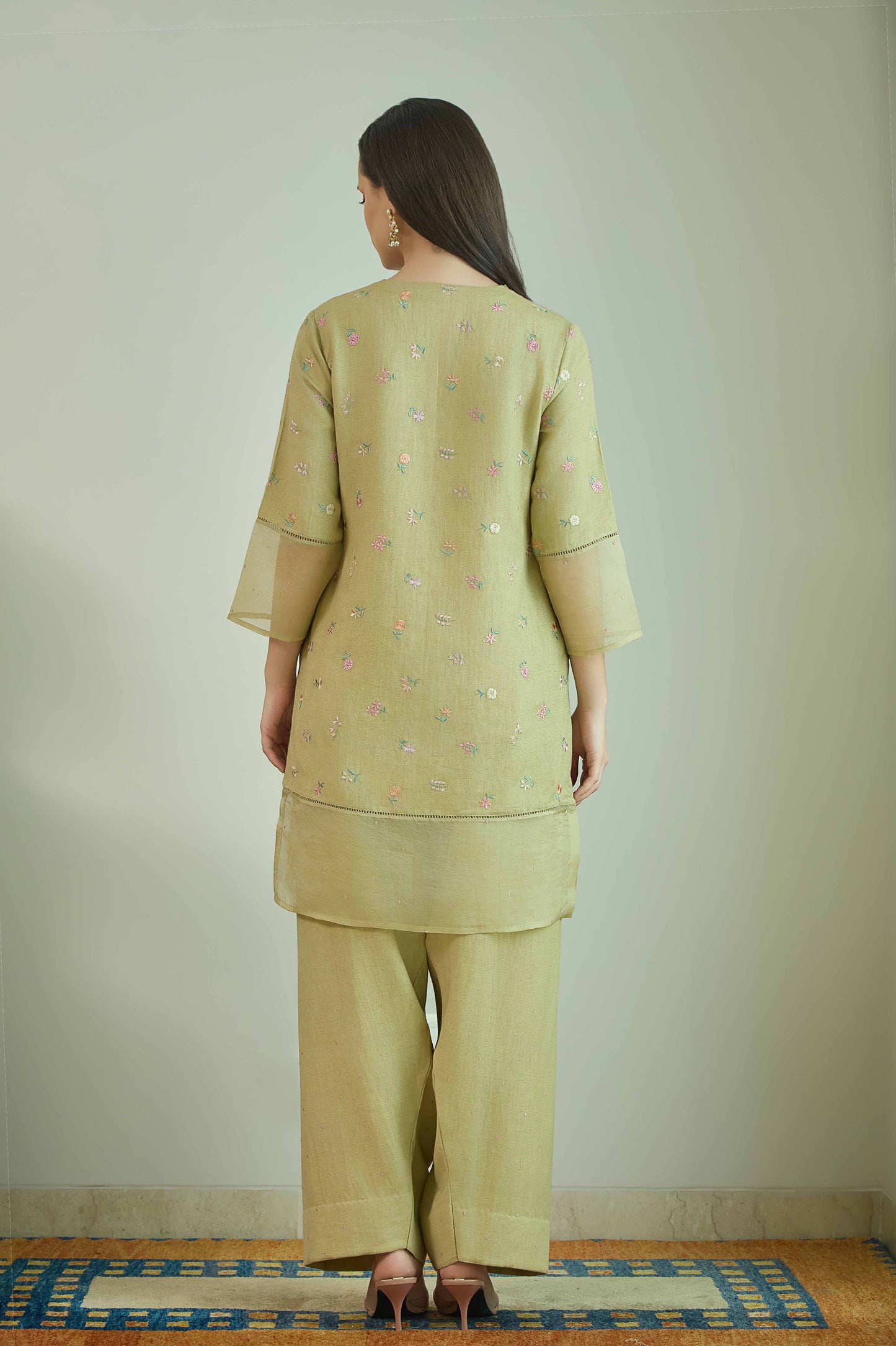 Chand Gulzar Sage Green - Linen Farshi Salwar Set