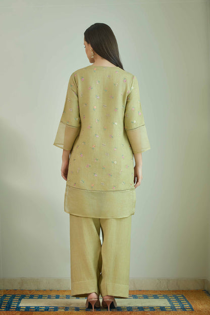 Chand Gulzar Sage Green - Linen Farshi Salwar Set