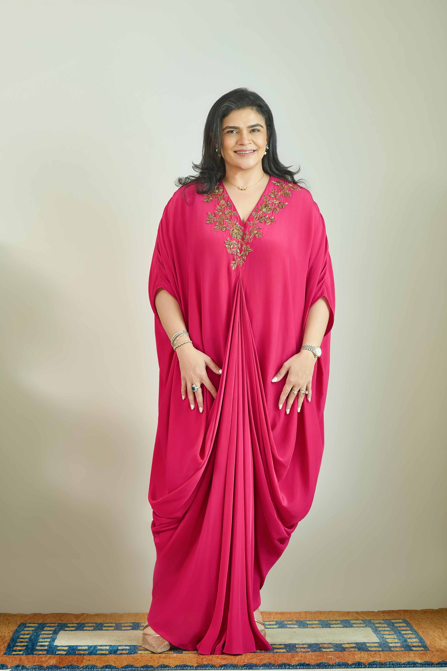 Mallika - Fuschia Drape Dress