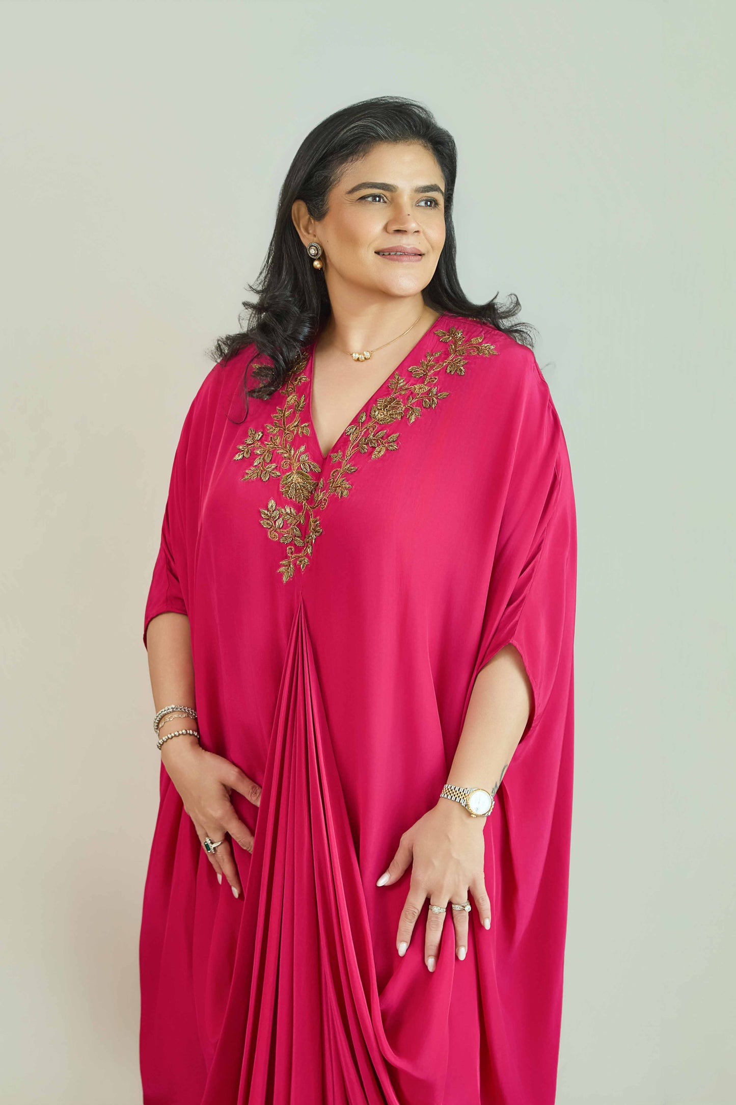 Mallika - Fuschia Drape Dress