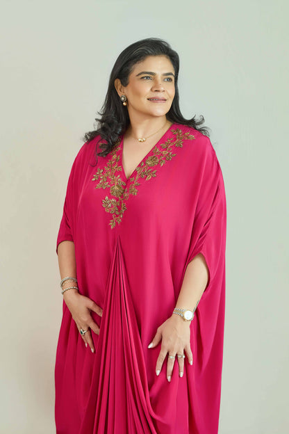Mallika - Fuschia Drape Dress