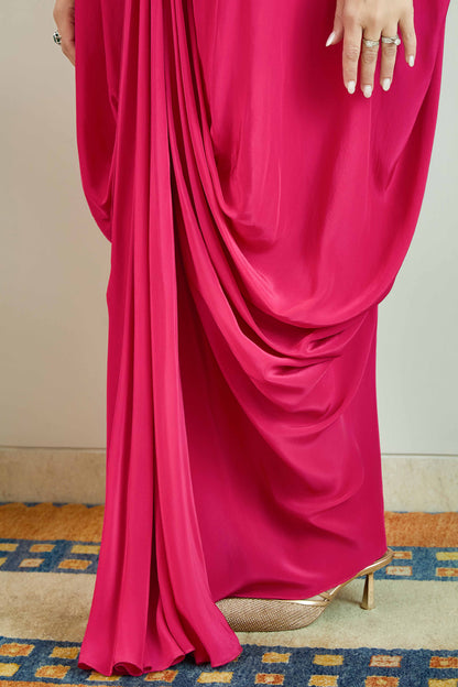 Mallika - Fuschia Drape Dress