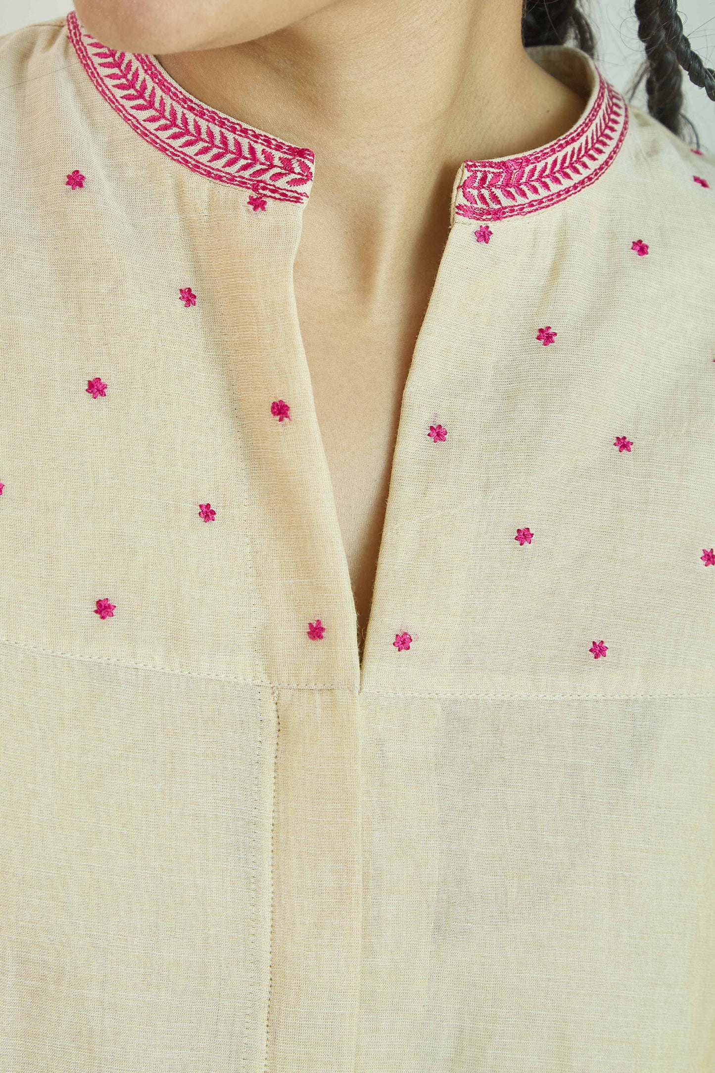 Aasman Noor- Natural Beige Pure Silk Tissue Chanderi Coord Set