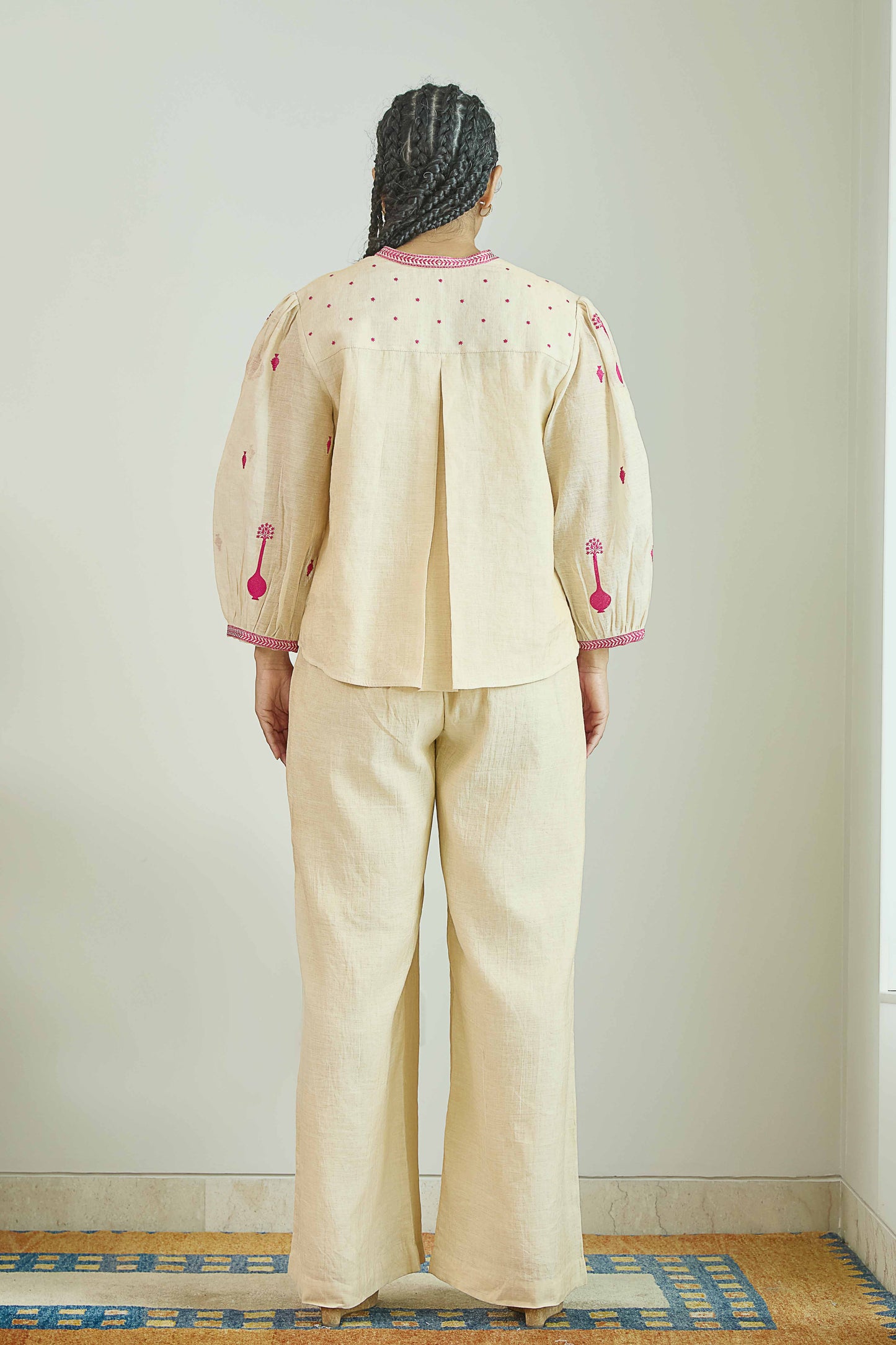 Aasman Noor- Natural Beige Pure Silk Tissue Chanderi Coord Set