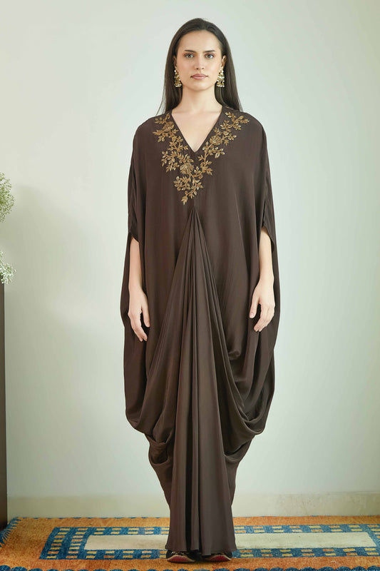 Mallika - Tuscon Brown Drape Dress