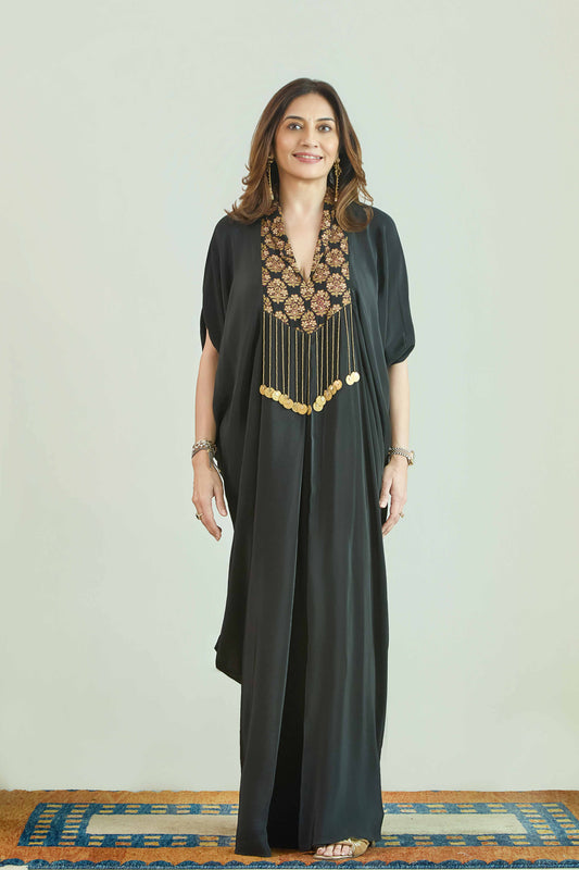 Rajnigandha-Black Drape Dress