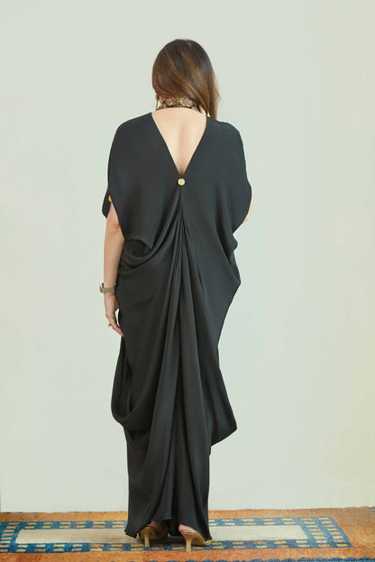 Rajnigandha-Black Drape Dress