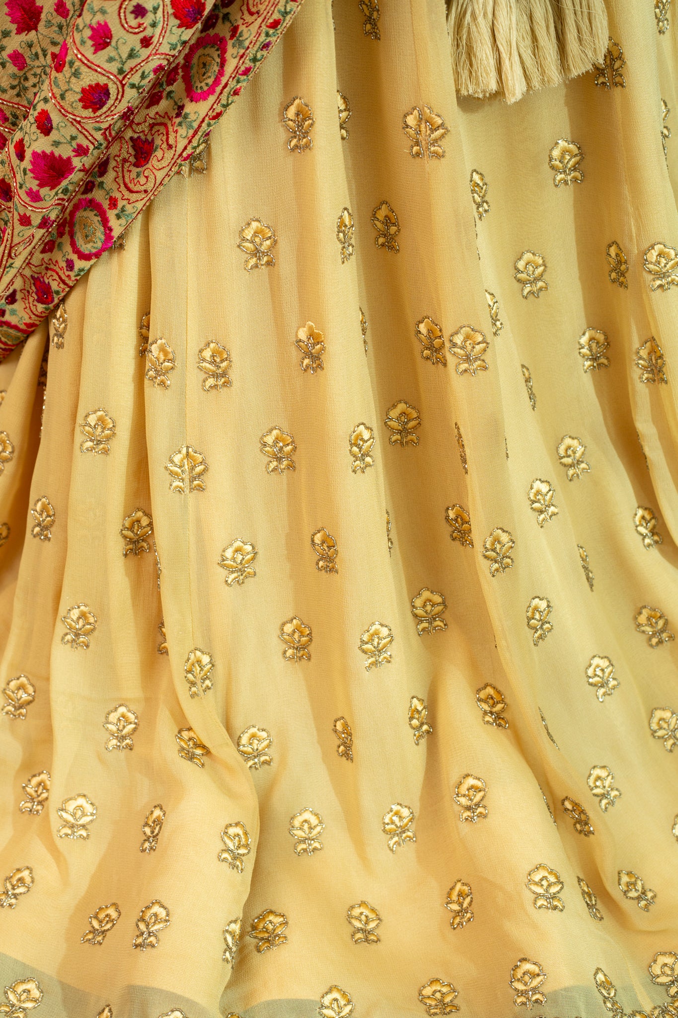 INAYA Beige Yellow Boota Lehenga with Heavy Dupatta