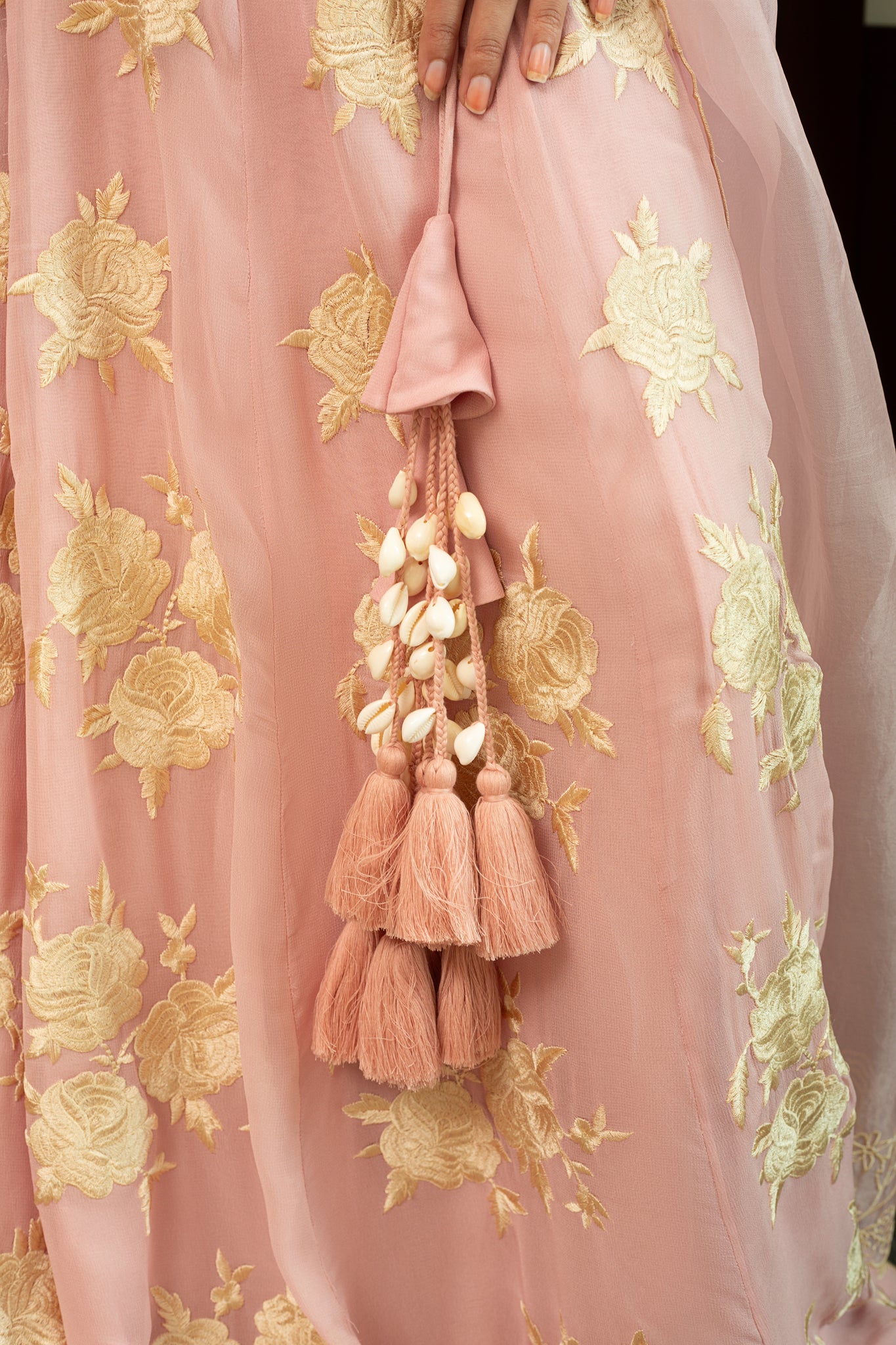 GULBANO Parsi Boota Lehenga in Pastel Pink Colour