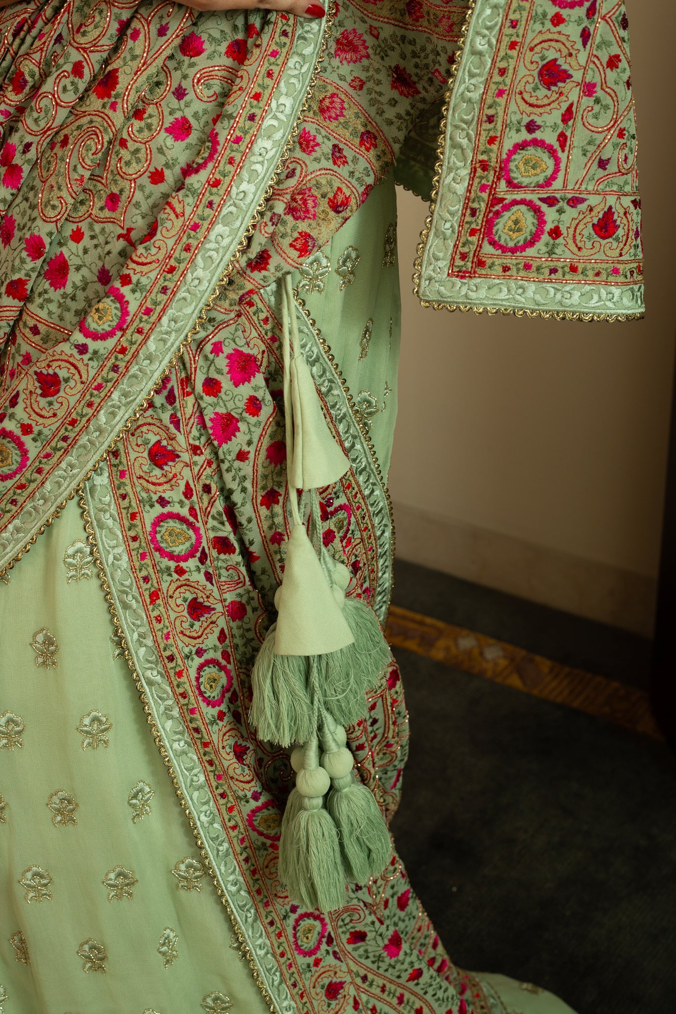 INAYA Sea Green Boota Lehenga with Full Jaal Heavy dupatta