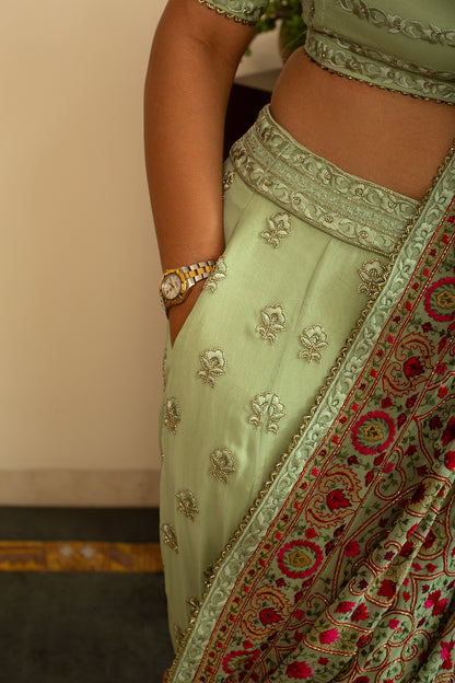 INAYA Sea Green Boota Lehenga with Full Jaal Heavy dupatta