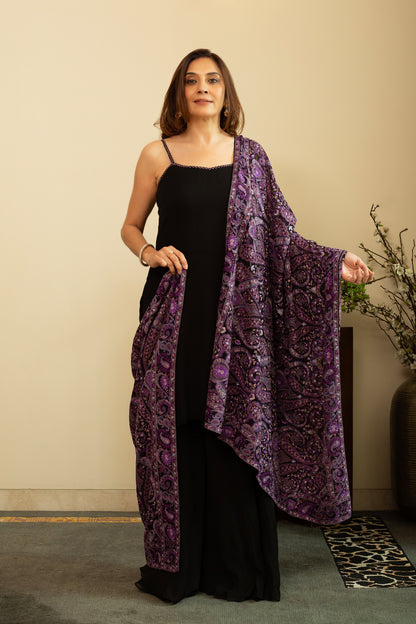 NILOFER Heavy Dupatta with Black Pure Chanderi Sharara Set