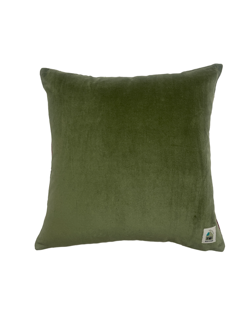 Opulence Ikat Embroidered Sage Green Square Cushion Cover