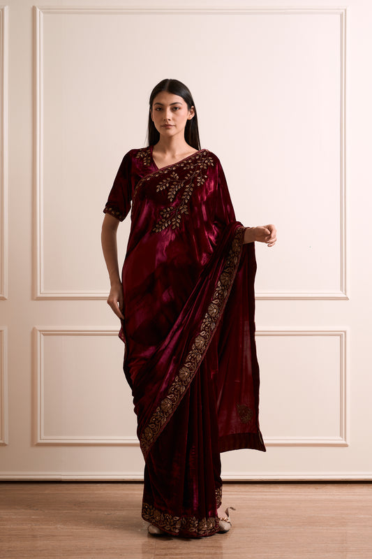 Mogra Wine Saree