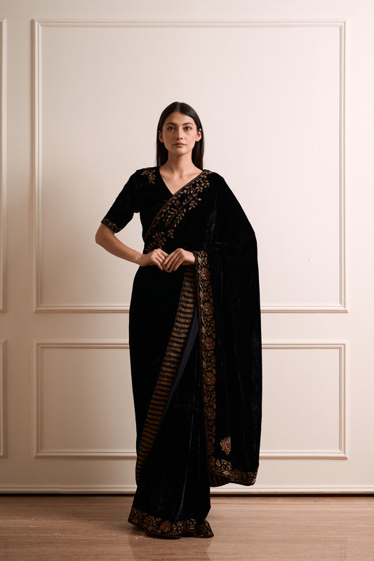 Mogra Black Saree