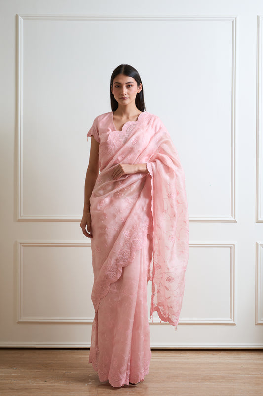 Mehak Blush Pink Tone on Tone Organza Saree