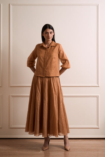 Gulmohar Gold Malmal Zari Skirt Set