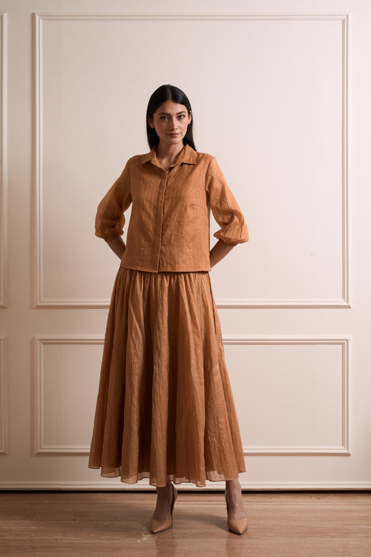 Gulmohar Gold Malmal Zari Skirt Set