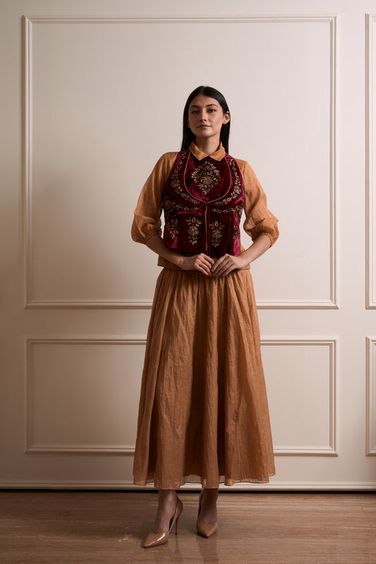 Gulmohar Wine Waist Coat