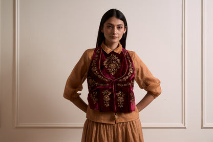 Gulmohar Wine Waist Coat