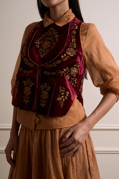Gulmohar Wine Waist Coat