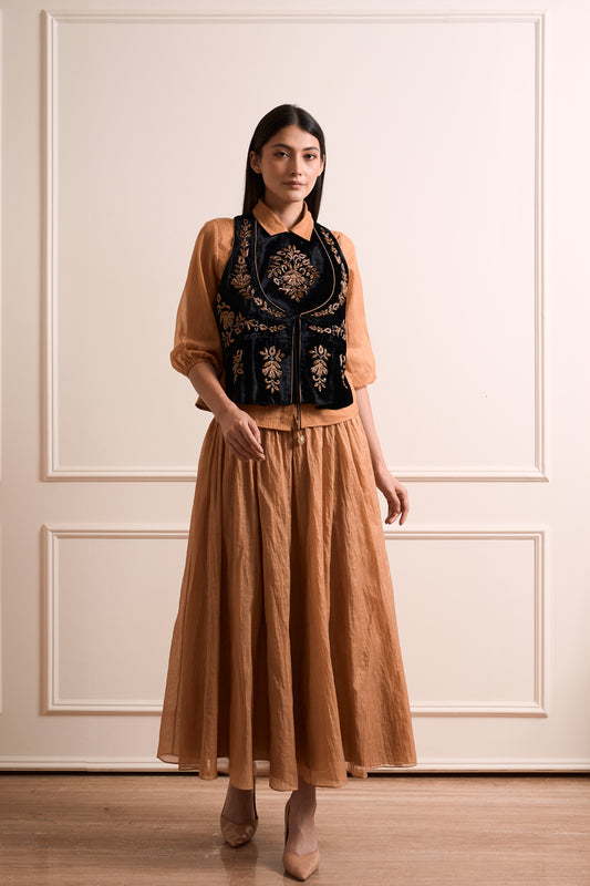 Gulmohar Black Waist Coat