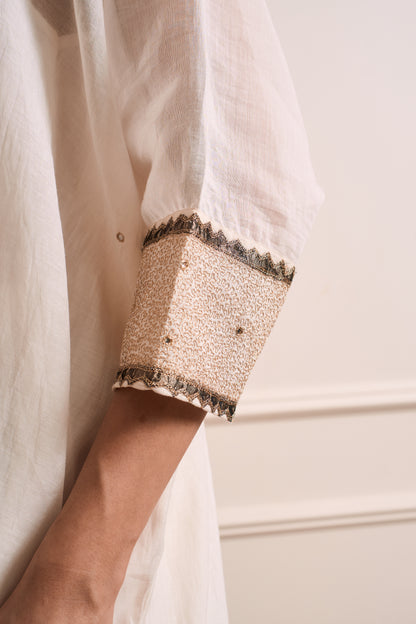 Bela Ivory Malmal Kaftan kurta Set