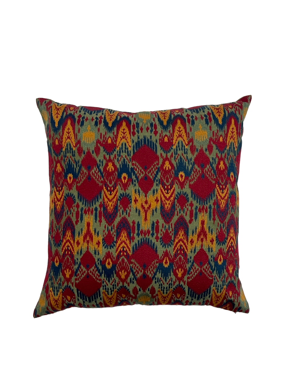 Balangir Ikat Embroidered Sage Green Cushion Cover