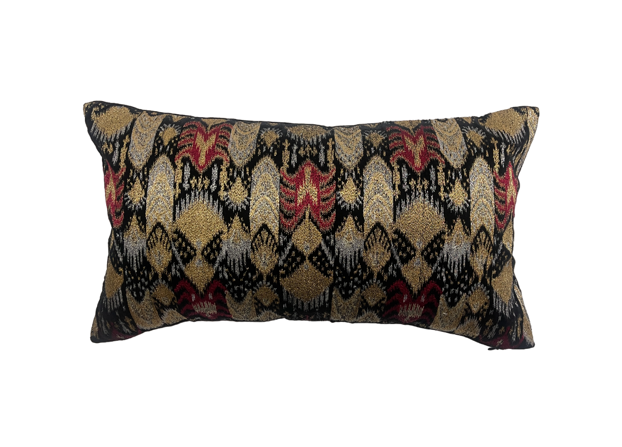 Opulence Ikat Embroidered Black Cushion Cover