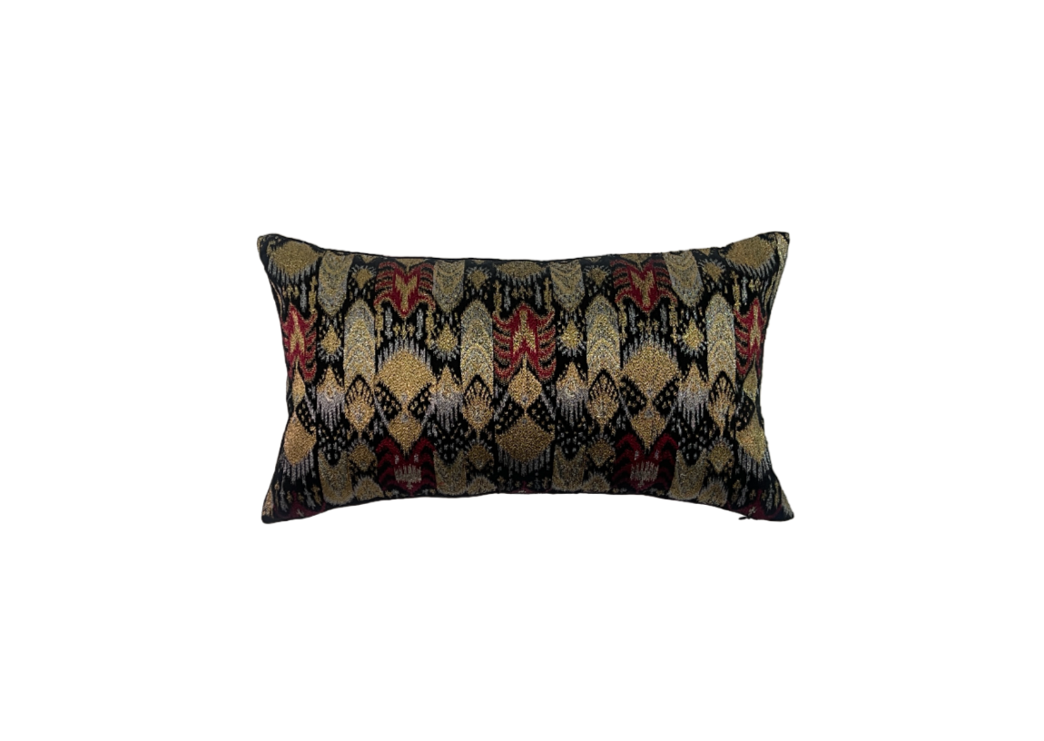 Opulence Ikat Embroidered Black Cushion Cover