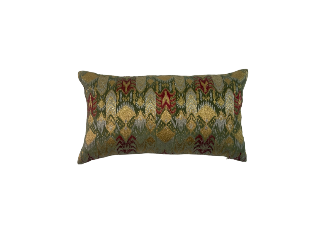 Opulence Ikat Embroidered Sage Green Cushion Cover