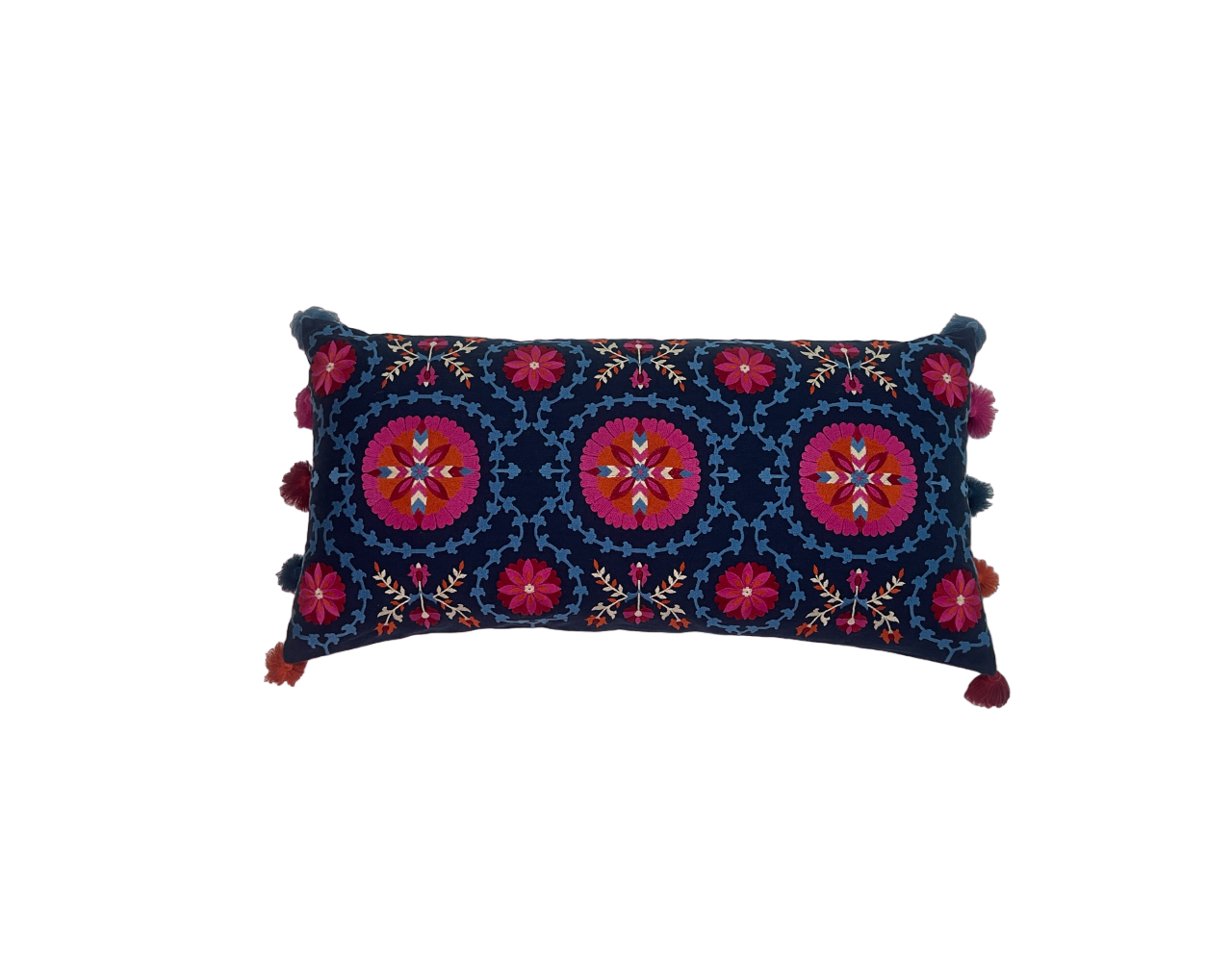 Bukhara Suzani Embroidered Midnight Blue Cushion Cover