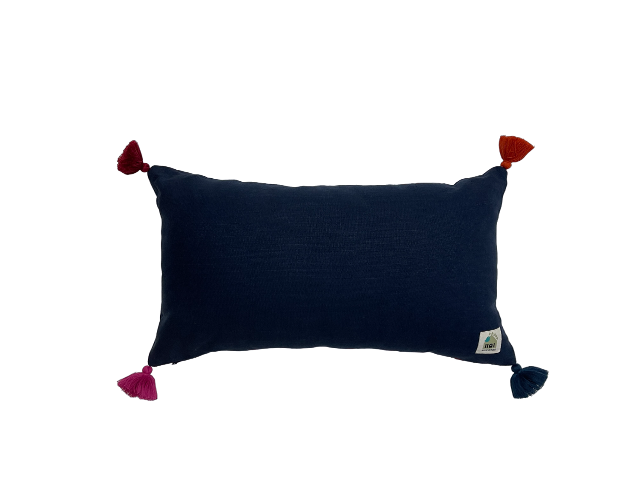 Tashkent Suzani Embroidered Midnight Blue Cushion Cover with Tassels