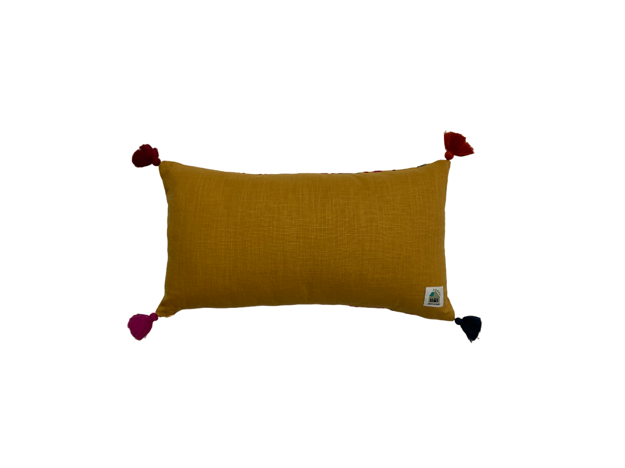 Tashkent Suzani Embroidered Mustard Cushion Cover with Tassels